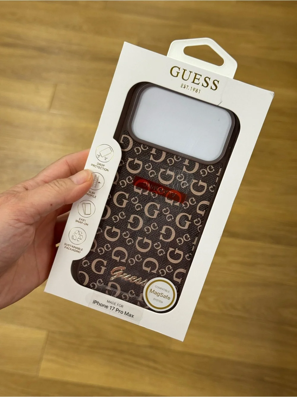 GUESS Brown Signature Monogram MagSafe iPhone 17 Pro Max Case